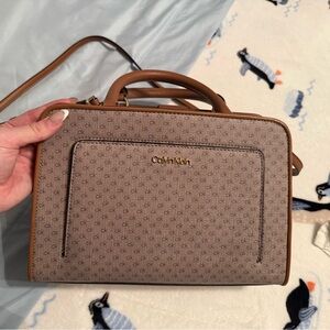 Calvin Klein Tan Monogram Crossbody Bag